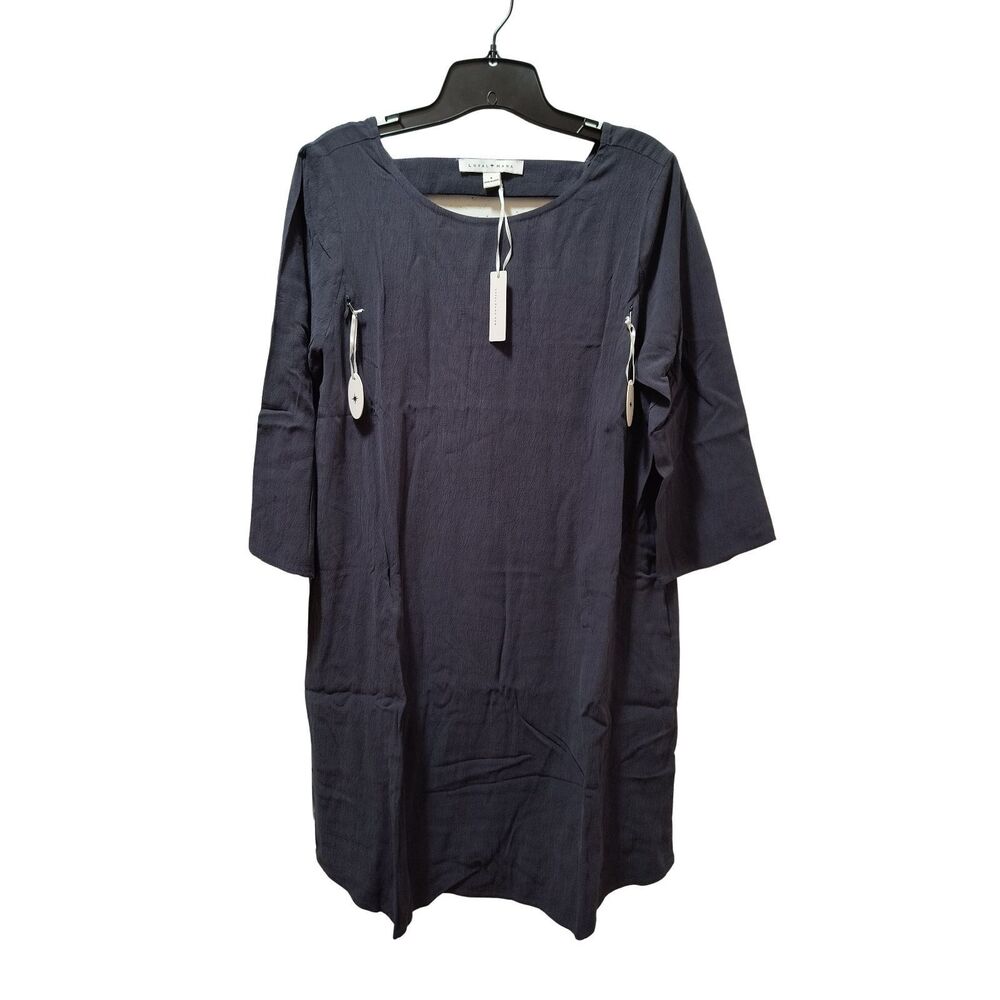 Loyal Hana Maternity Nursing Dress S Charcoal Gray 3/4 Sleeve Open Back  NWT